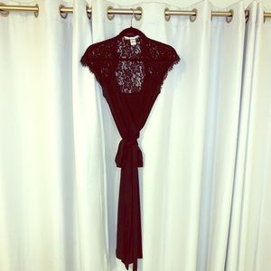 DvF black lace jersey wrap dress. Very flattering!